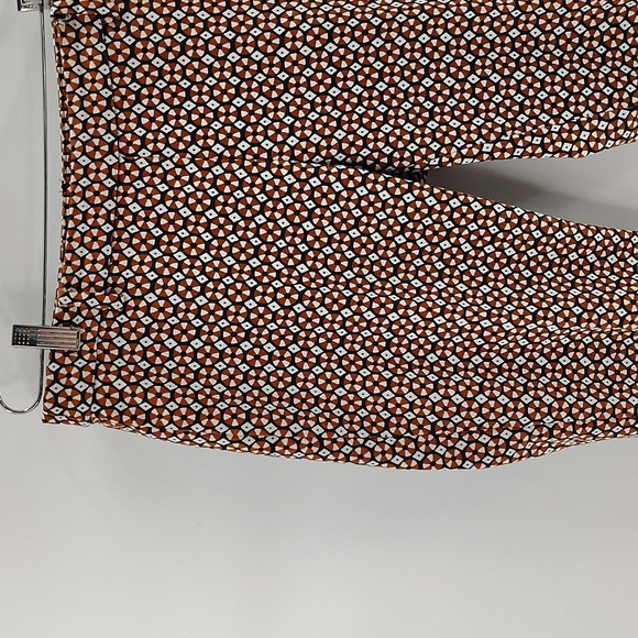 H&M Medallion Cropped Retro Pixie Pant Size 8 Zip Side rust White And Navy Color - Picture 3 of 8